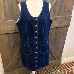 Denim Button-Front Mini Dress